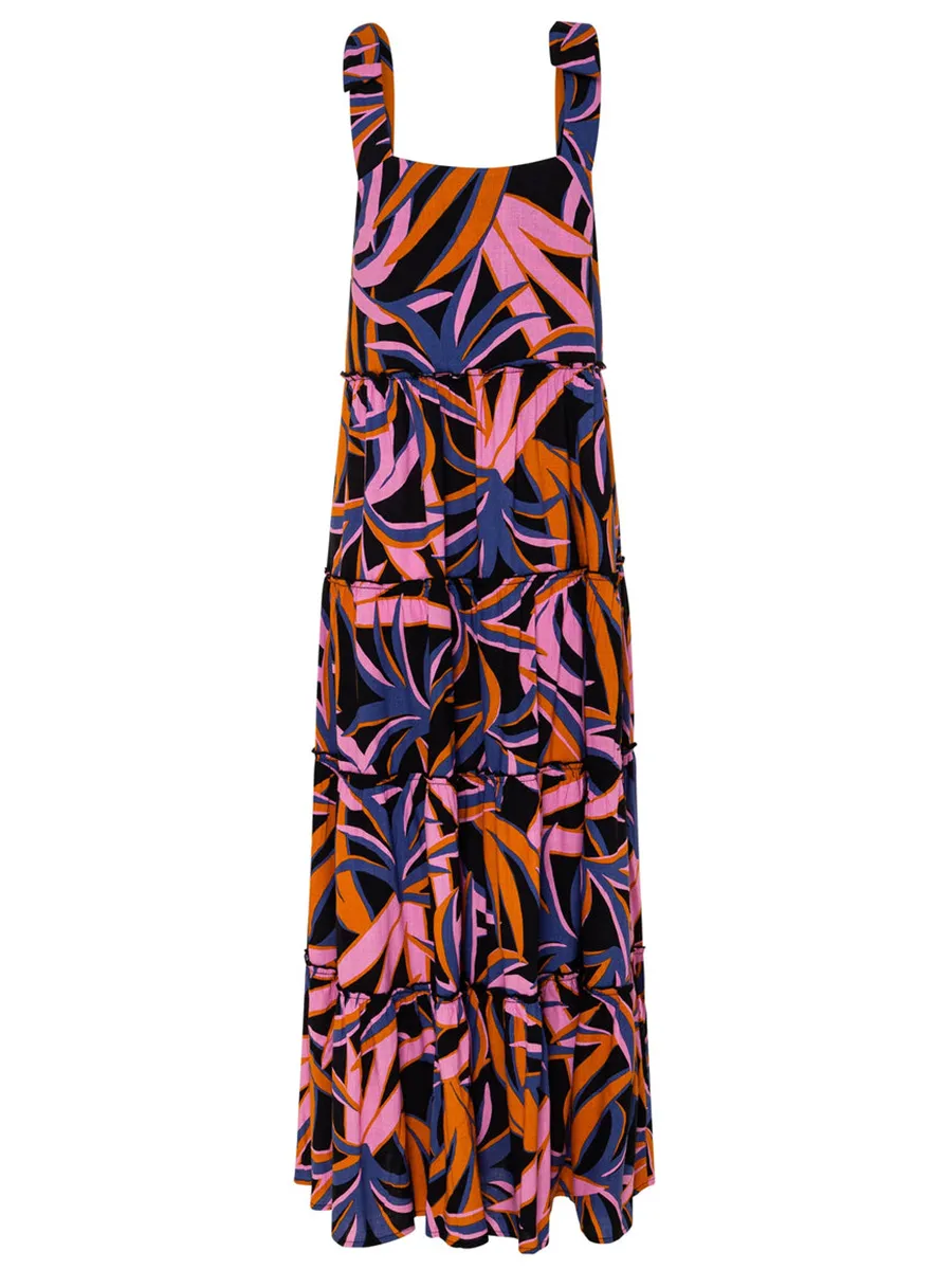 Ladies printed holiday dress with straps printed dress