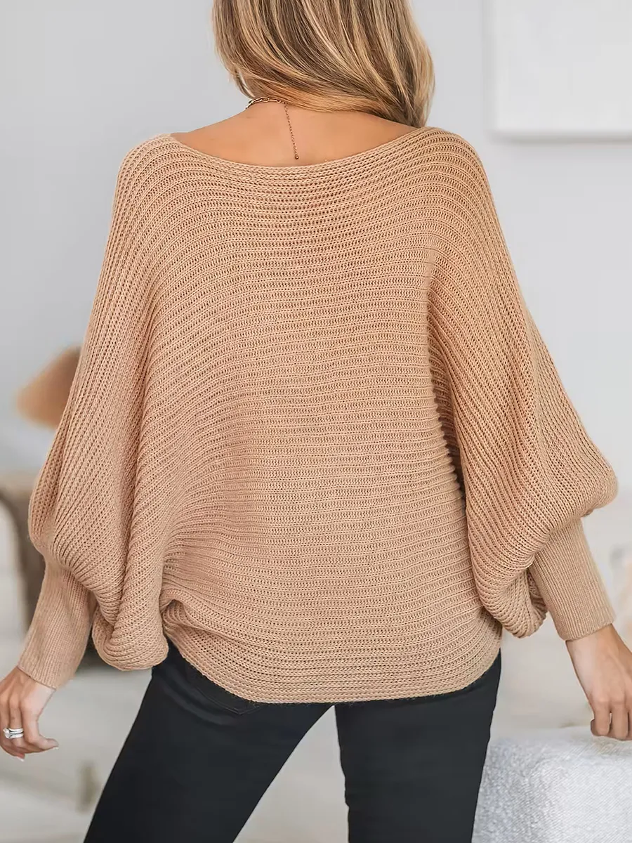 Sand Ribbed long Sleeve Sweater