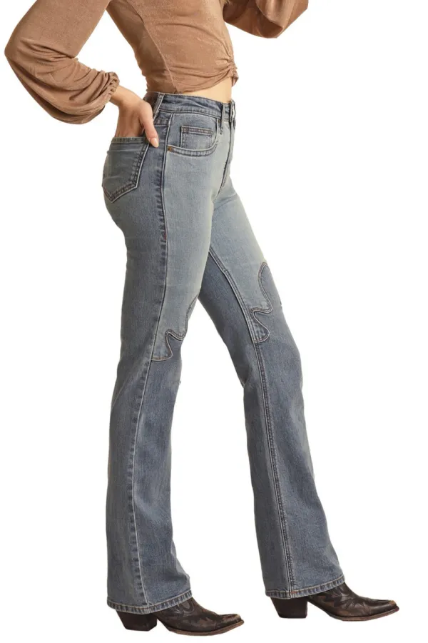 High Rise Stretch Bootcut Jeans Splice contrast
