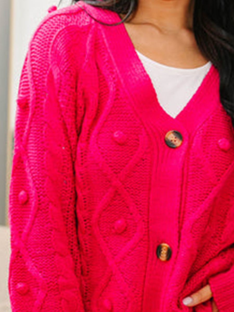 Hot Pink Cable Knit Cardigan