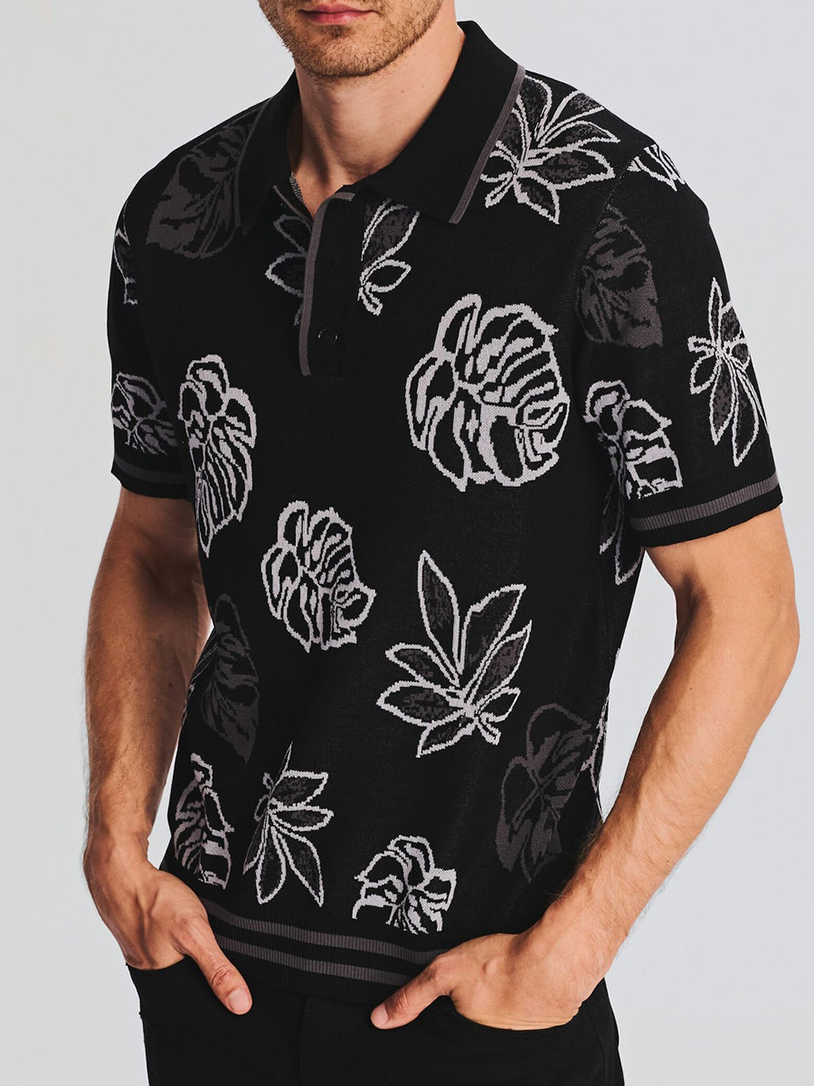 FLORAL KNIT POLO SHIRT