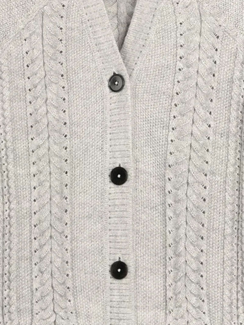 Women's light gray woven wool sweater