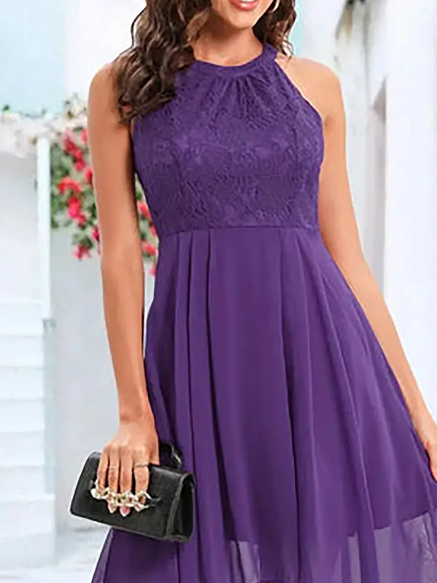 Purple lace elegant dress