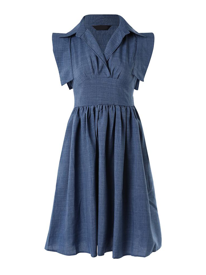 Casual solid color flying sleeve dress