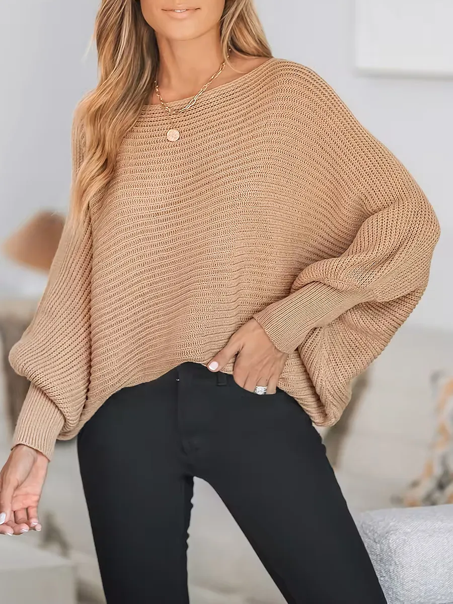 Sand Ribbed long Sleeve Sweater