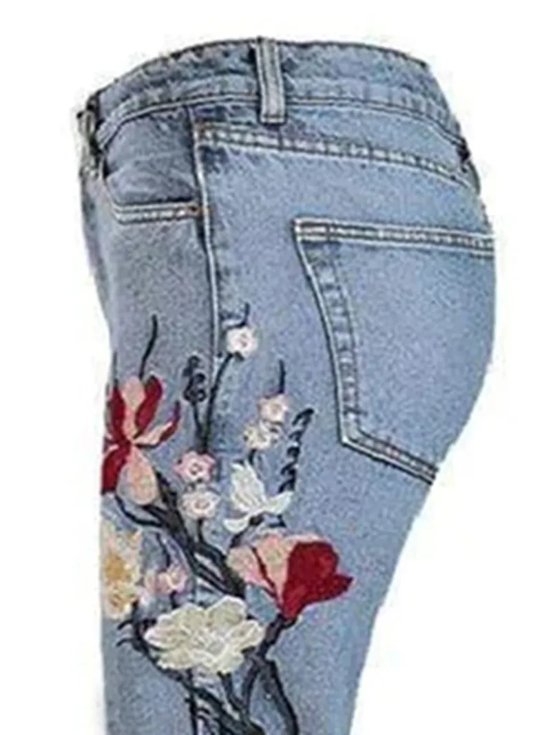 Fashion embroidered denim pants