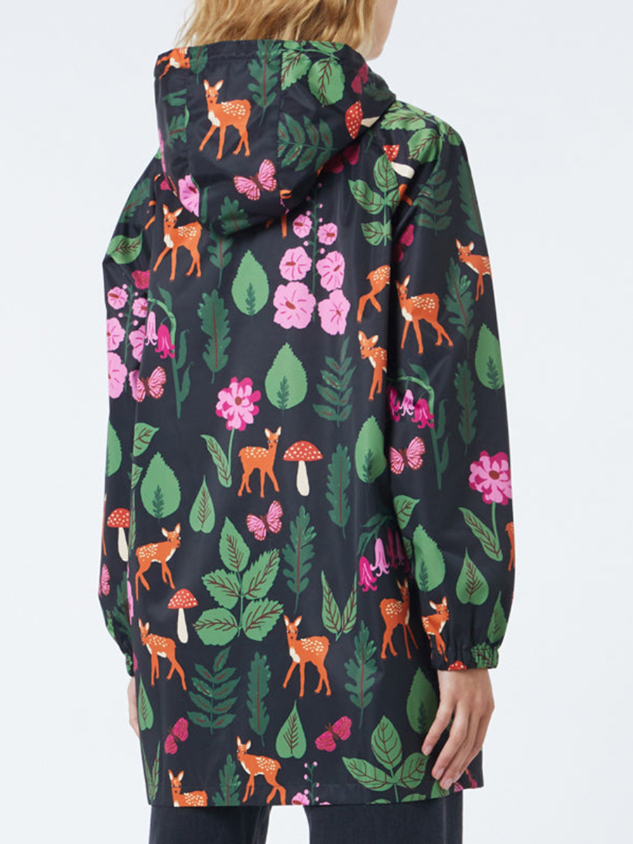 Winter Floral Print Raincoat