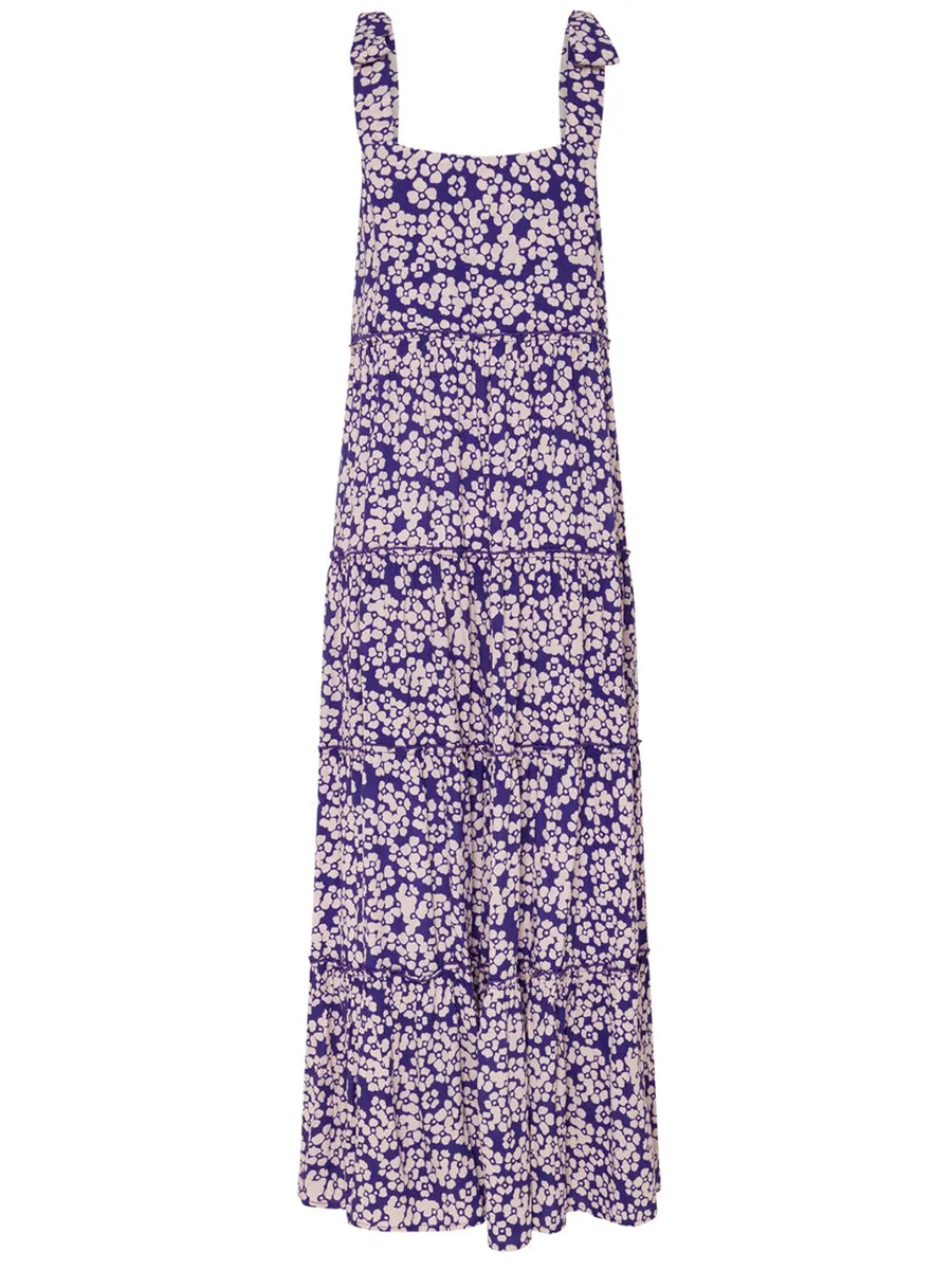Women's printed holiday dress with straps