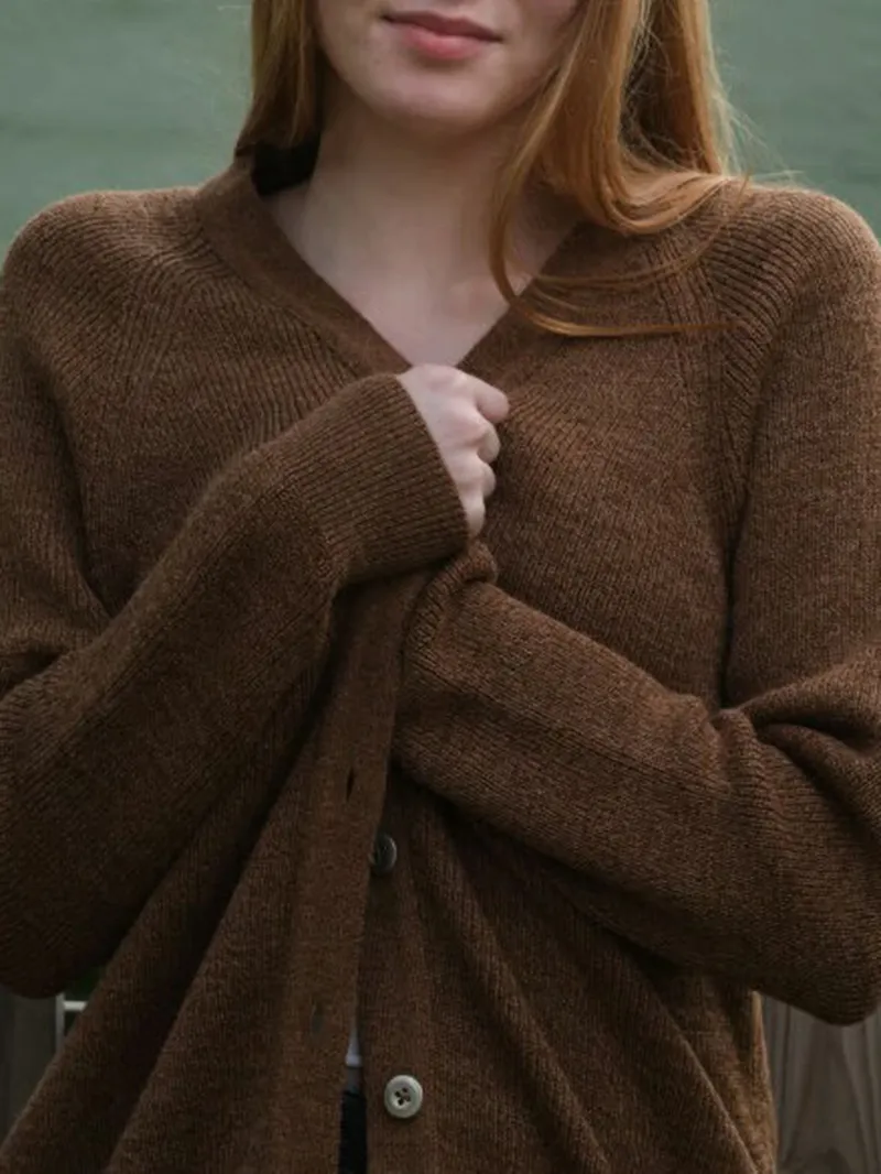 Women's brown elegant knitted sweater