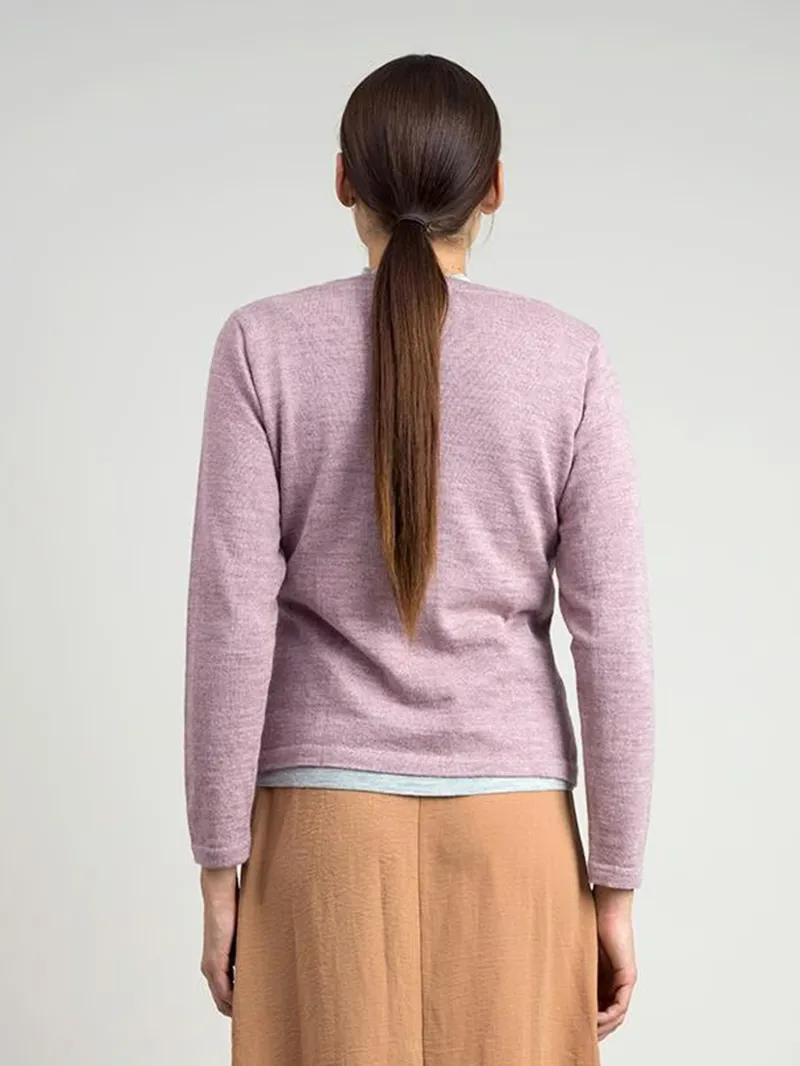 Women's light pink woven wool sweater