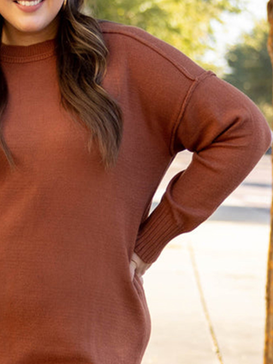 Brown knitted sweater dress