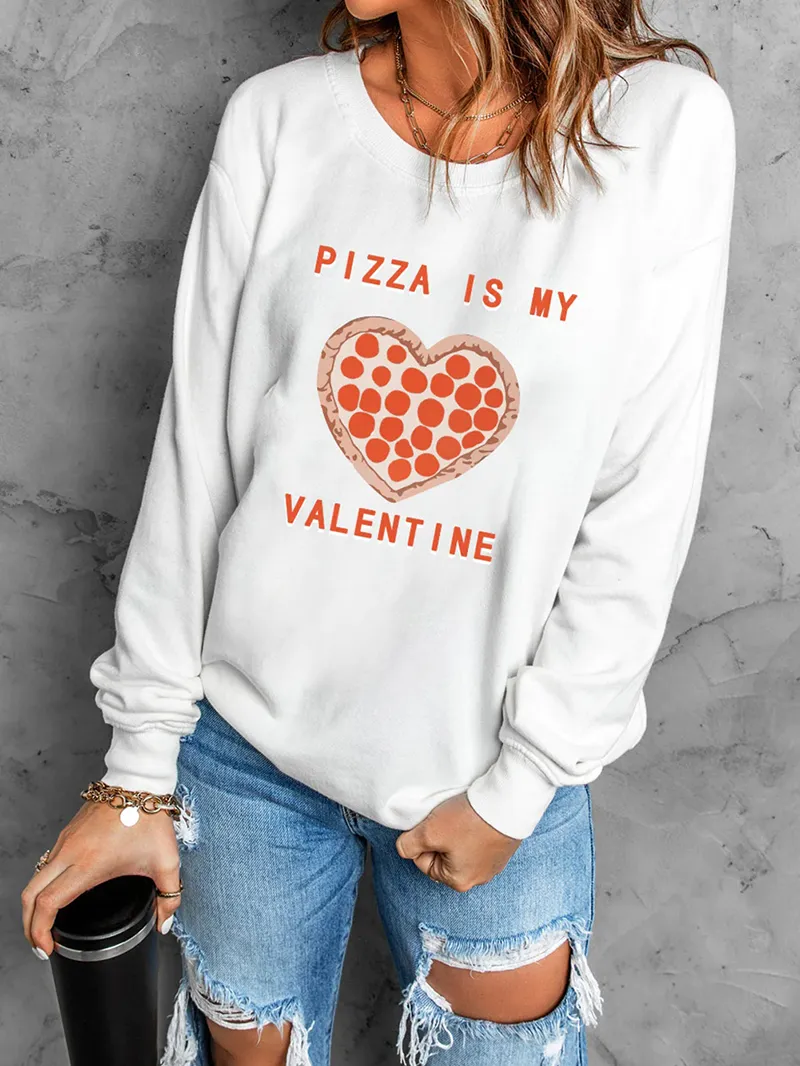 Casual Valentine printed sweatshirt