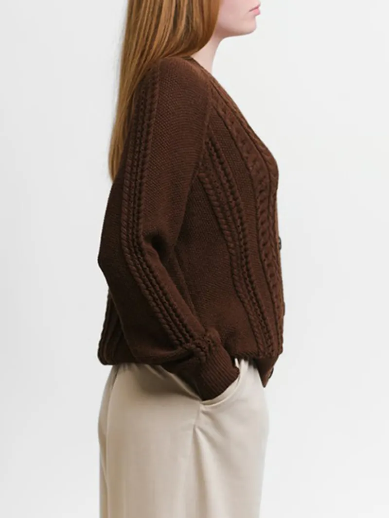 Women's brown woven cardigan