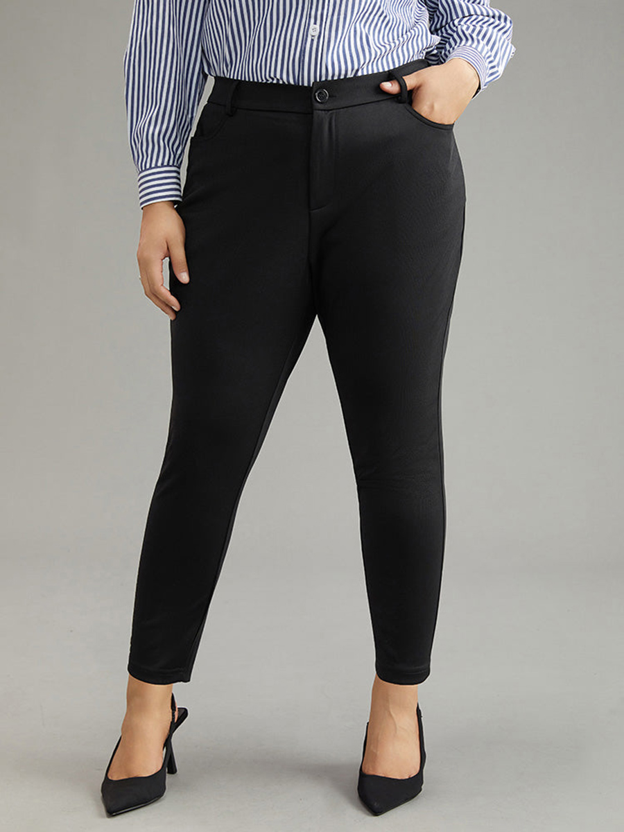 Black elegant minimal pants High spring pencil pants