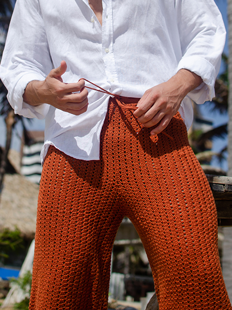 Men's Resort Beach Woven Hollow Trousers