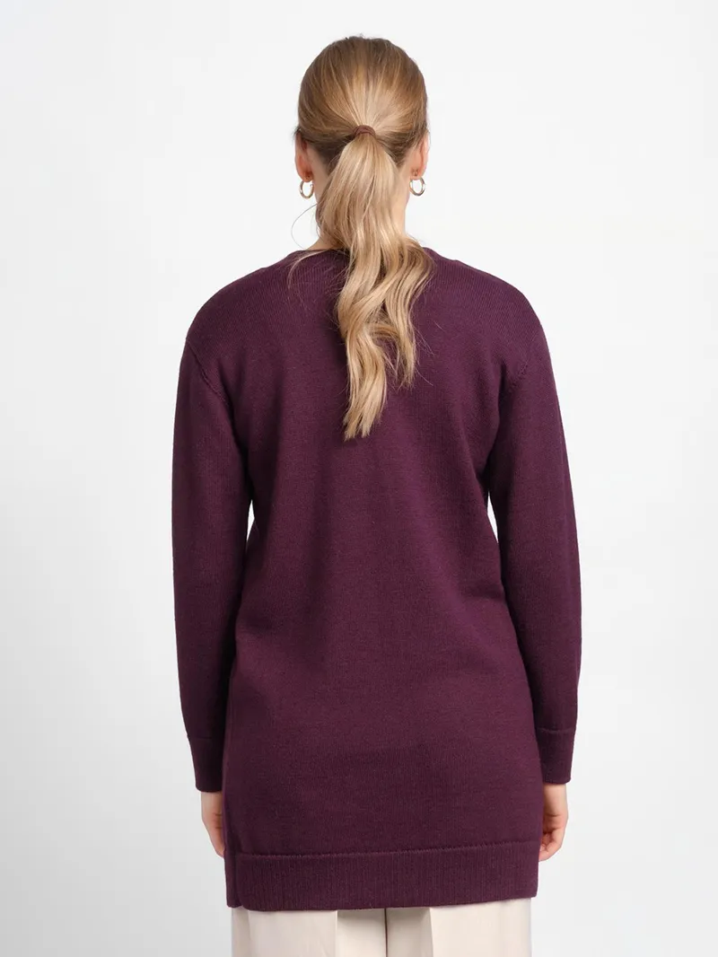 Women's wine red elegant knitted sweater