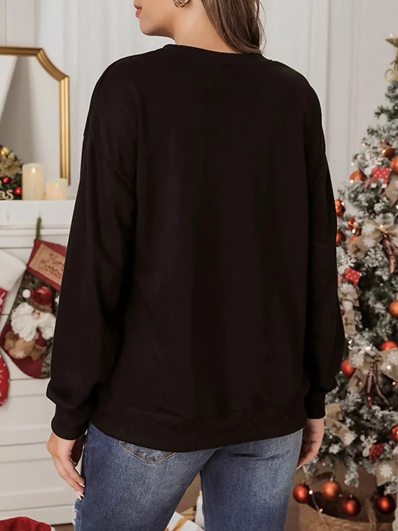 Christmas print long sleeve sweatshirt