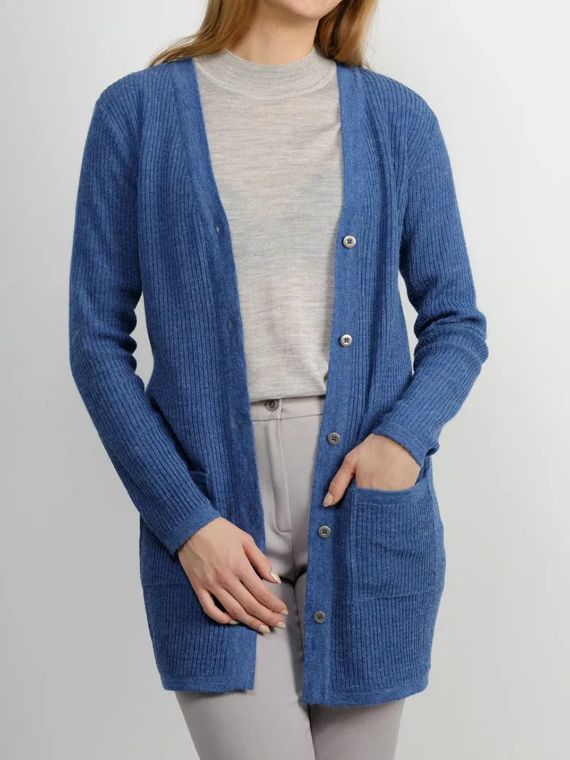 Women's blue elegant knitted sweater