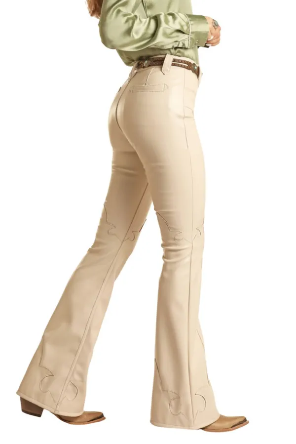 High Rise Extra Stretch Flare  Apricot leather pants
