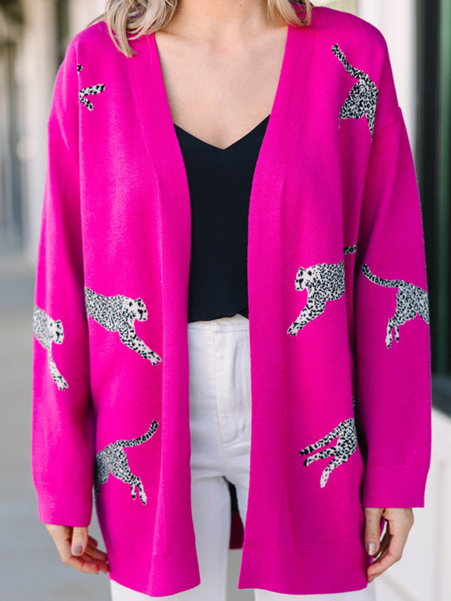 Pink animal pattern Cardigan