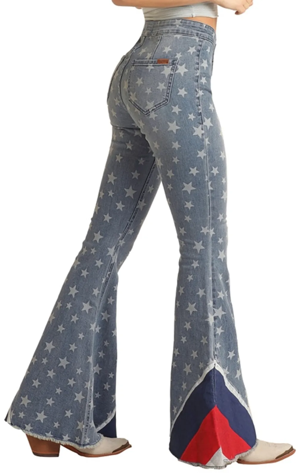 Button Bells High Rise Extra Stretch Star Flare Jeans