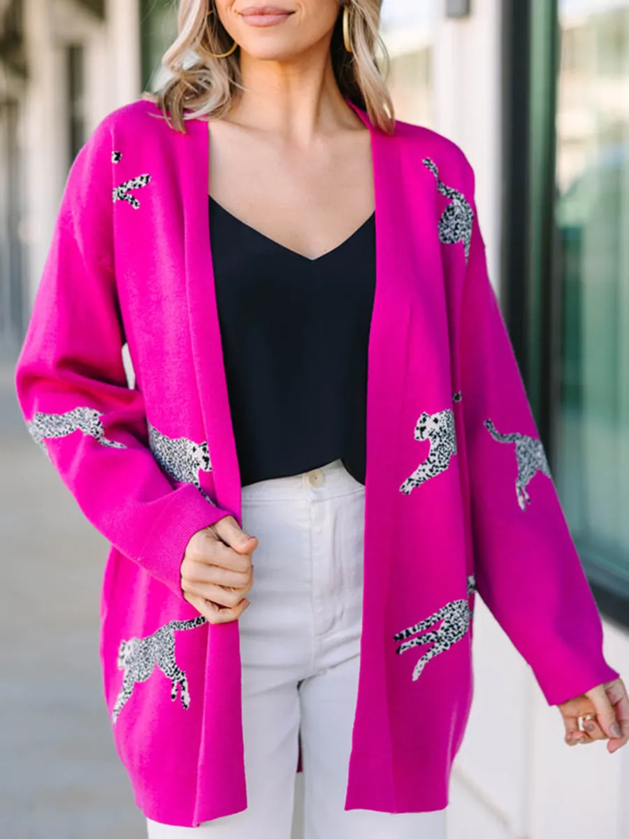 Pink animal pattern Cardigan