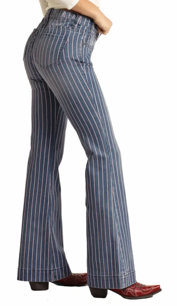 Mid Rise Extra Stretch Red and White Striped Trousers