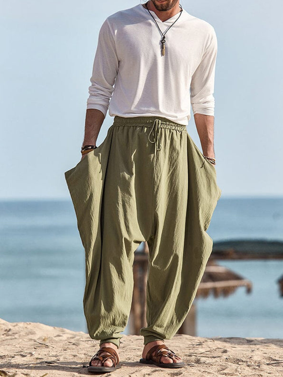 Retro Casual Harem Pants - Lightweight & Breathable