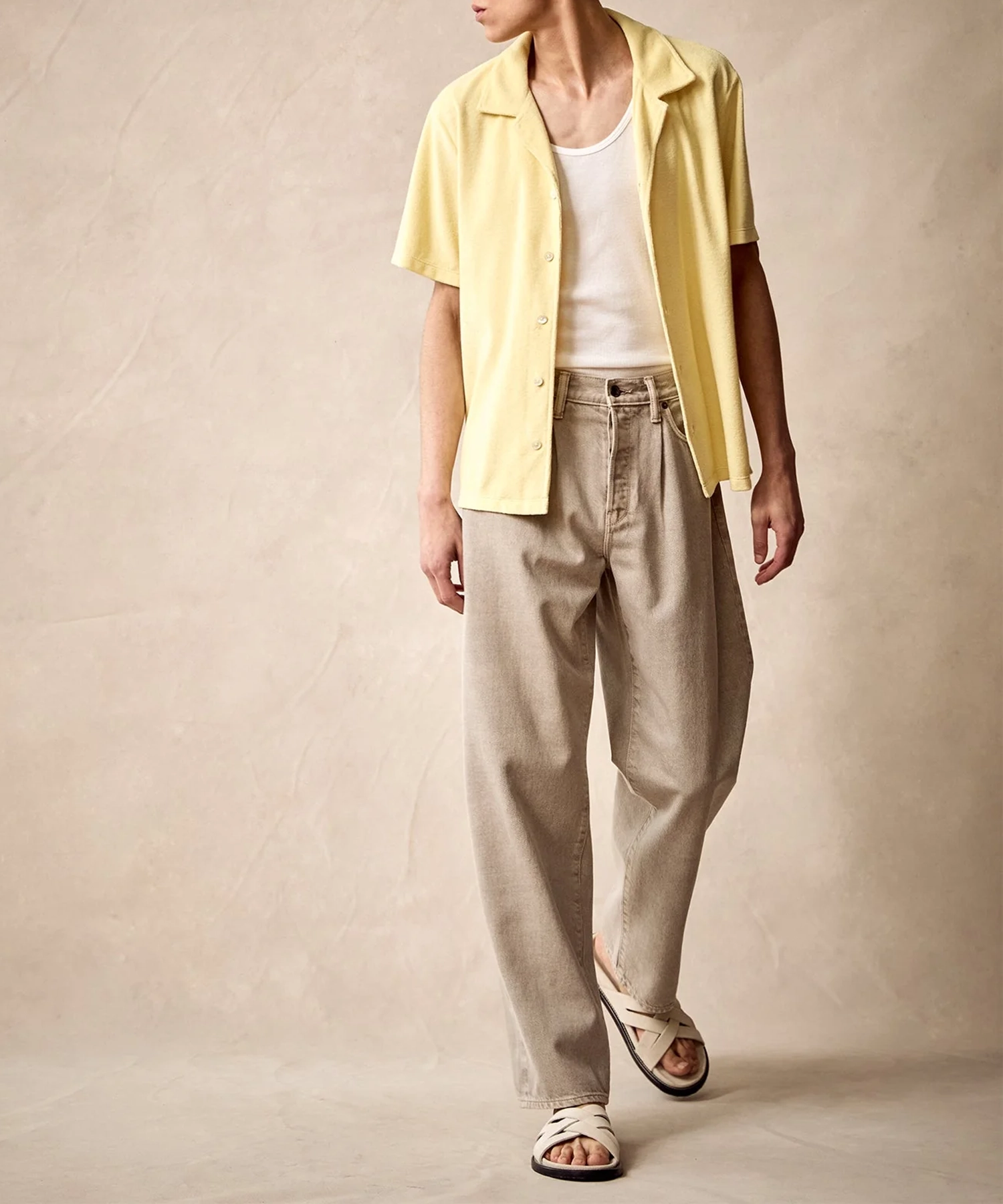 CROPPED TERRY CABANA POLO SHIRT IN LEMON