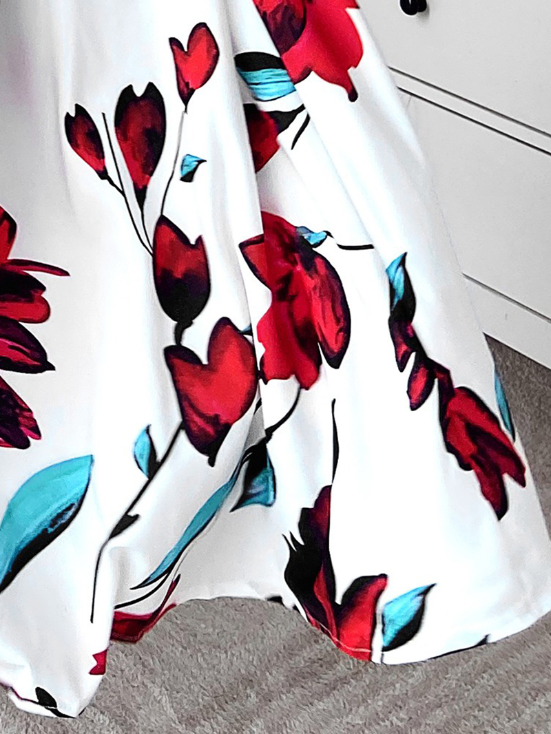Casual printed patchwork suspender dress